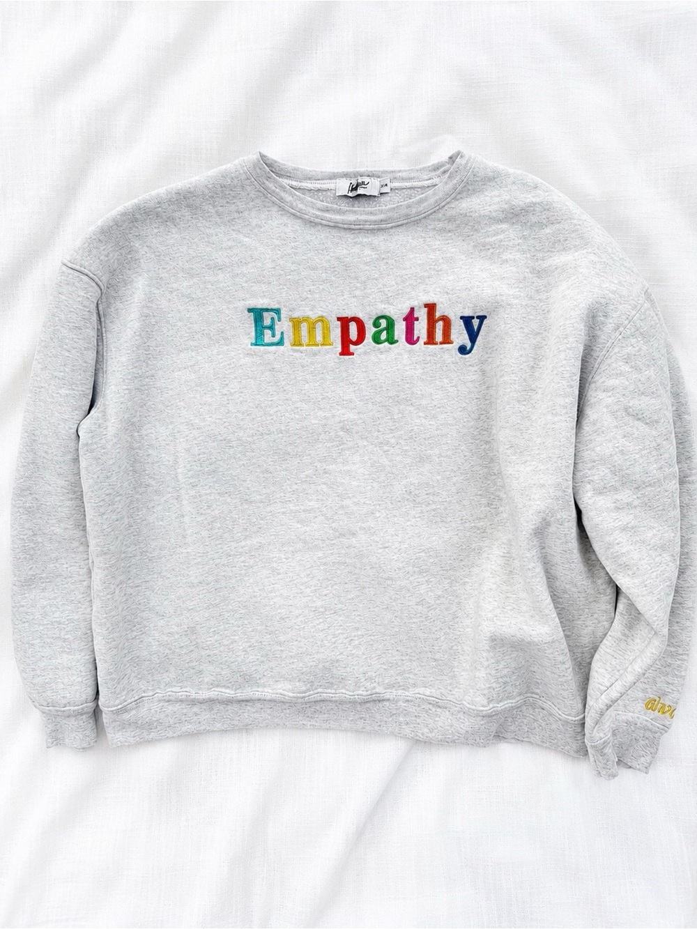 Mayfair Group Empathy Rainbow Embroidered Gray Sweatshirt S/M